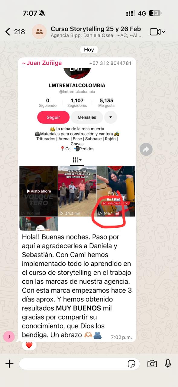 Testimonio de una estudiante del curso